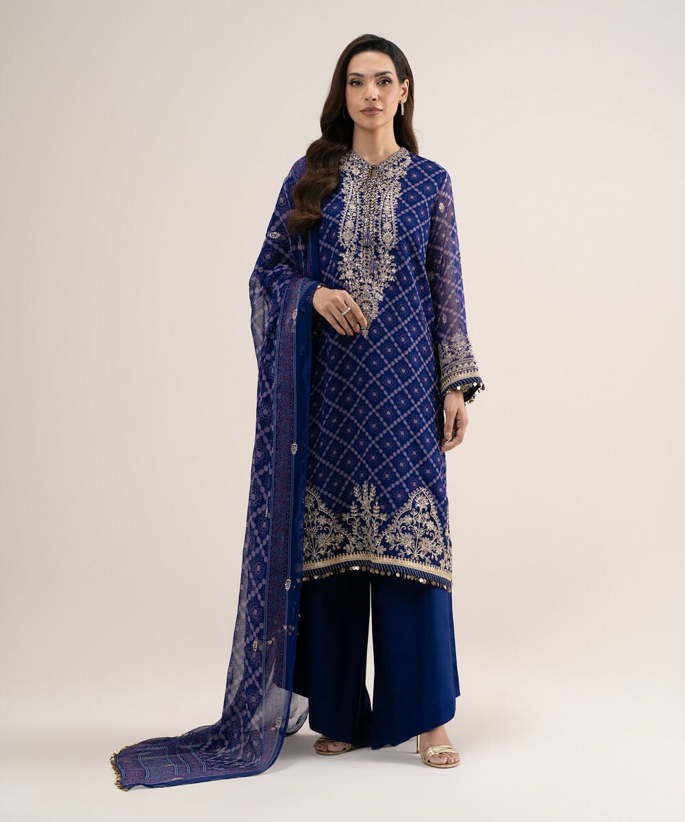 3 Piece - Embroidered Chiffon Suit U3PELXS26V77