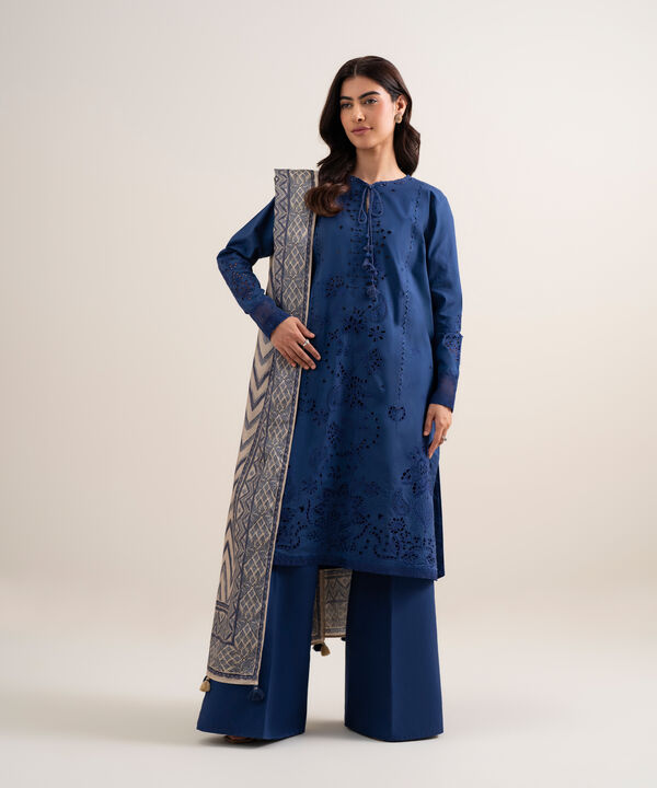 3 Piece - Embroidered Cotton Suit