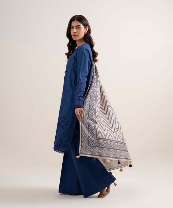 3 Piece - Embroidered Cotton Suit
