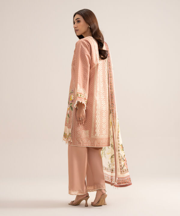 3 Piece - Embroidered Zari Cotton Suit