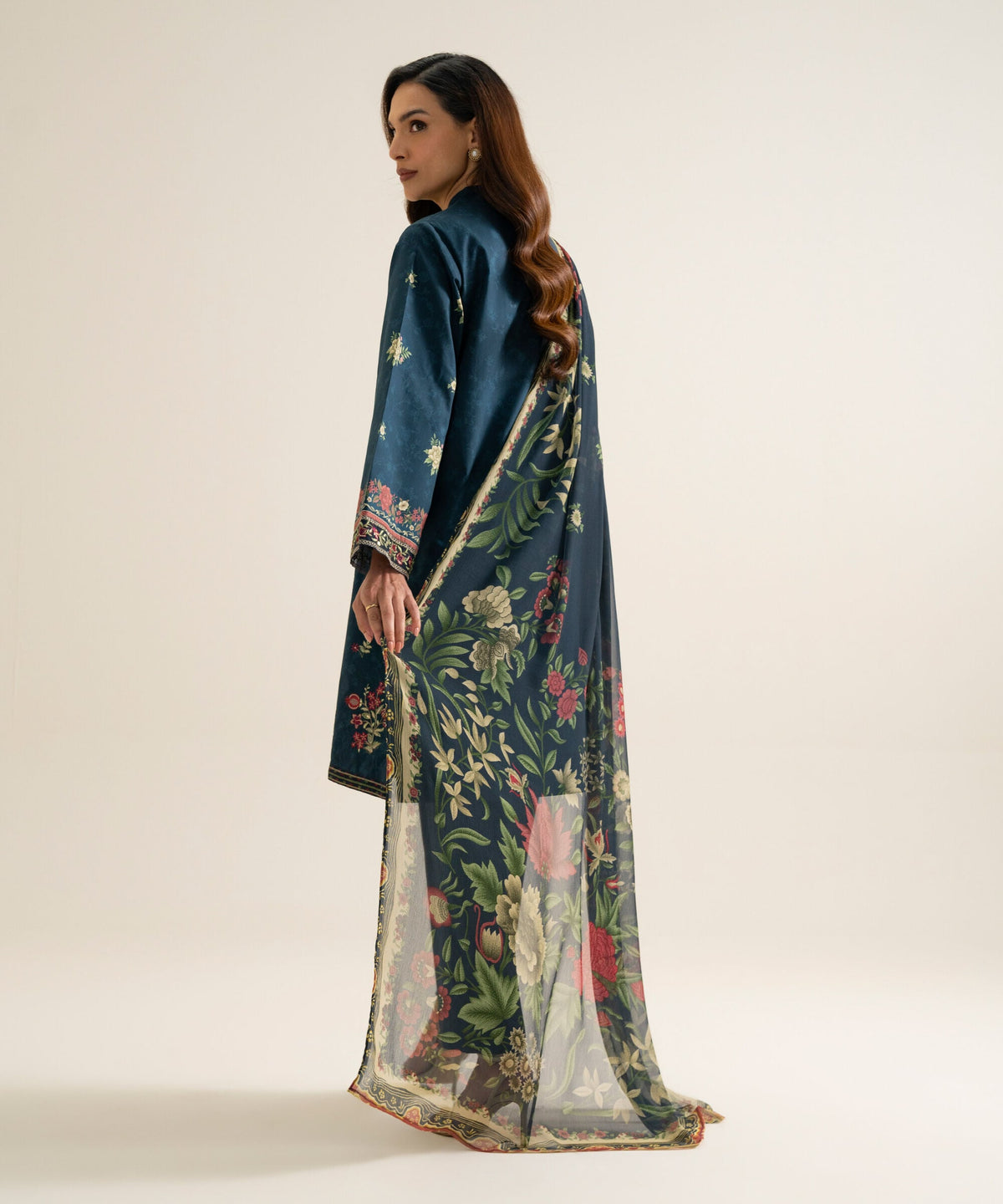 3 Piece - Embroidered Cotton Suit U3PESGS26V89