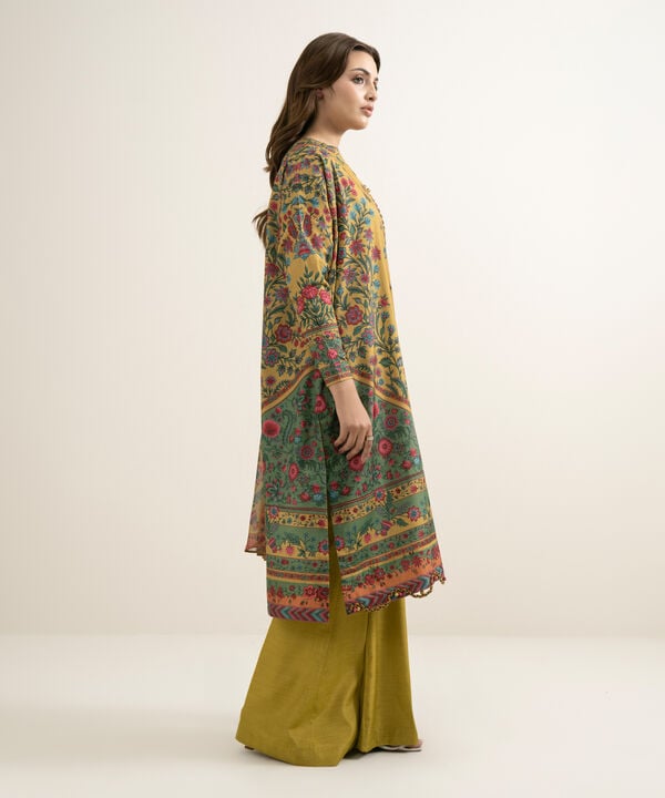 3 Piece - Printed Silk Suit
