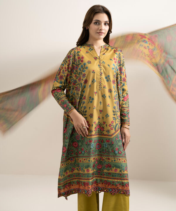 3 Piece - Printed Silk Suit