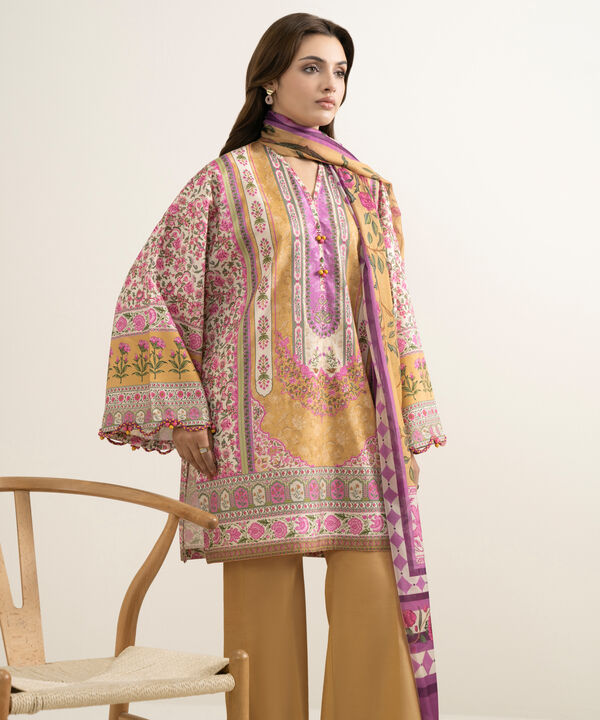 3 Piece - Printed Silk Suit