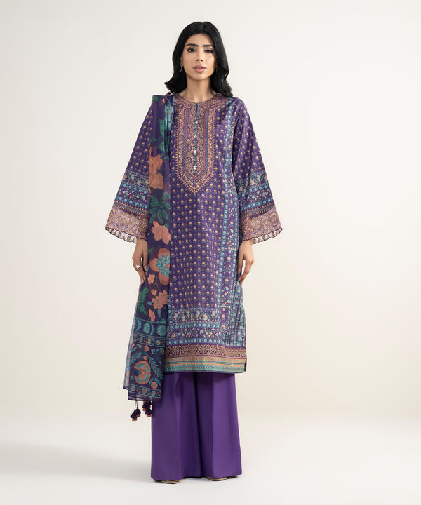 3 Piece - Embroidered Silk Suit