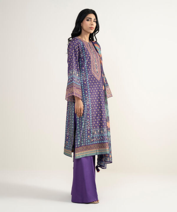 3 Piece - Embroidered Silk Suit