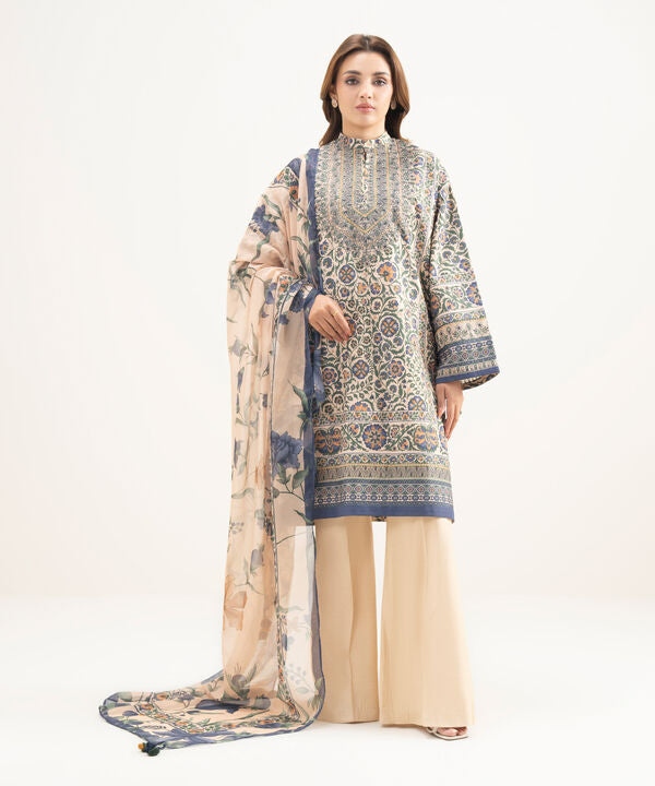 3 Piece - Embroidered Silk Suit