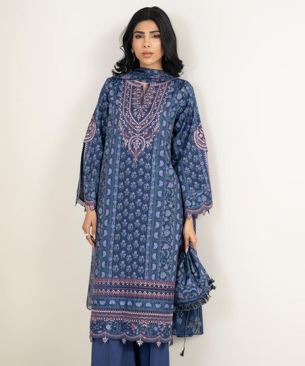 3 Piece - Embroidered Silk Suit