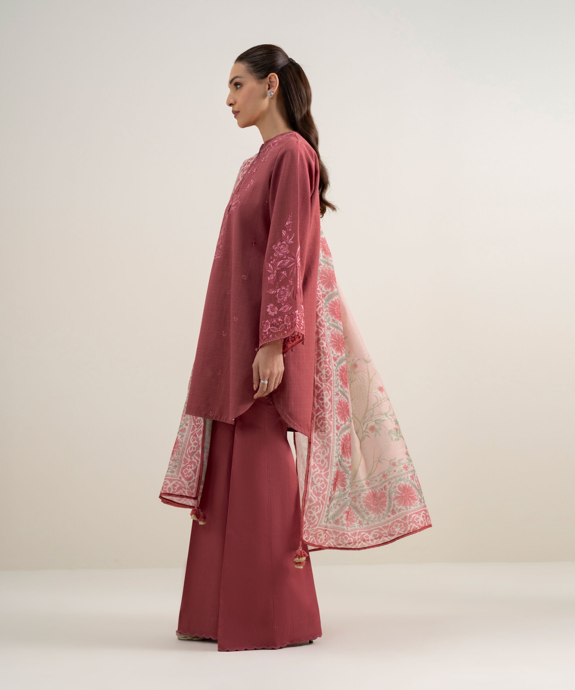 3 Piece - Embroidered Dobby Suit