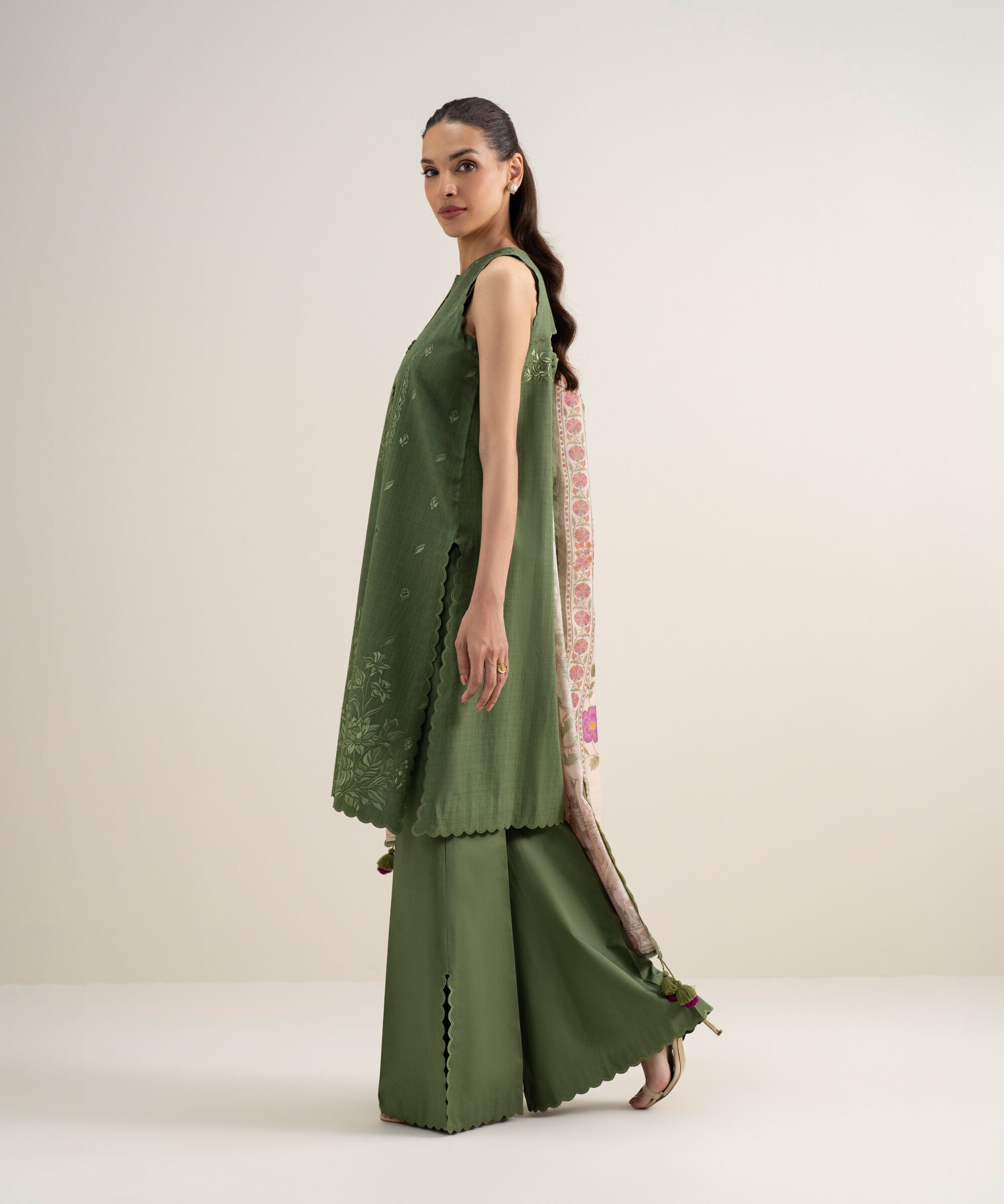 3 Piece - Embroidered Dobby Suit