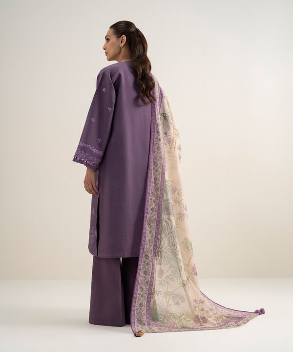 3 Piece - Embroidered Dobby Suit