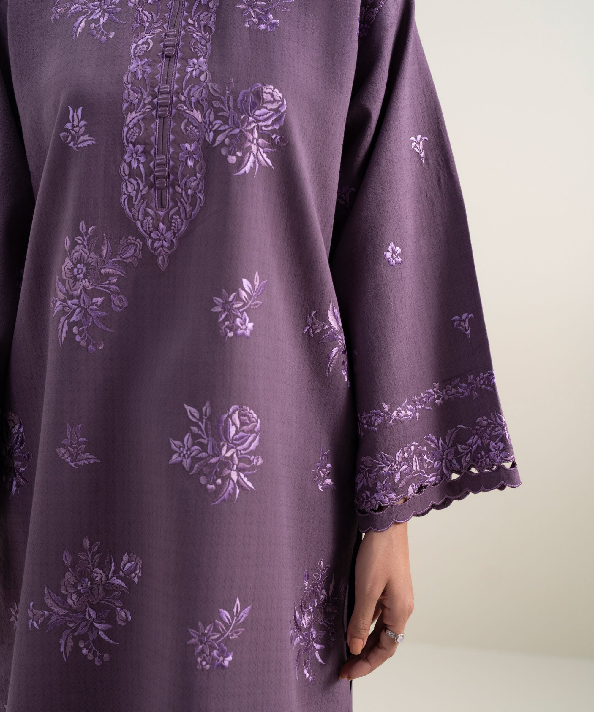 3 Piece - Embroidered Dobby Suit