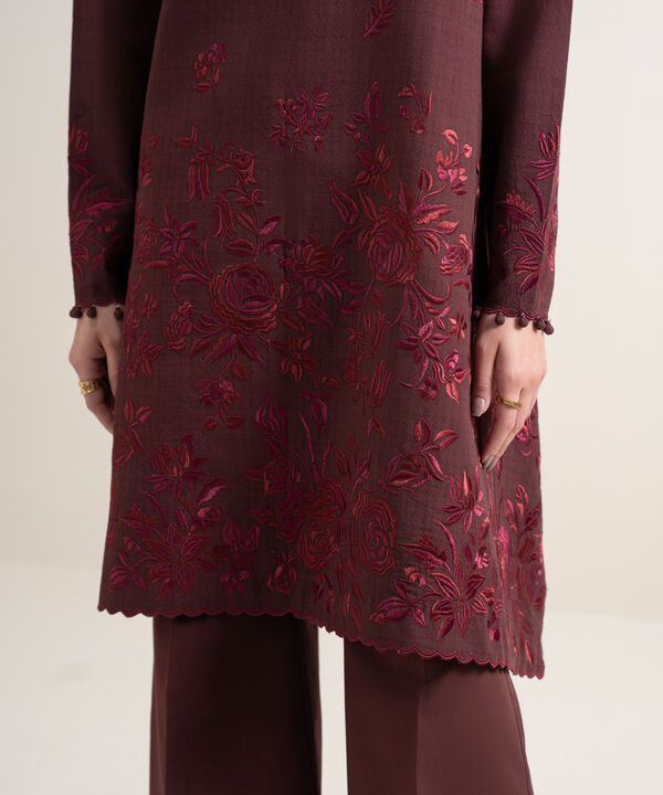 3 Piece - Embroidered Dobby Suit