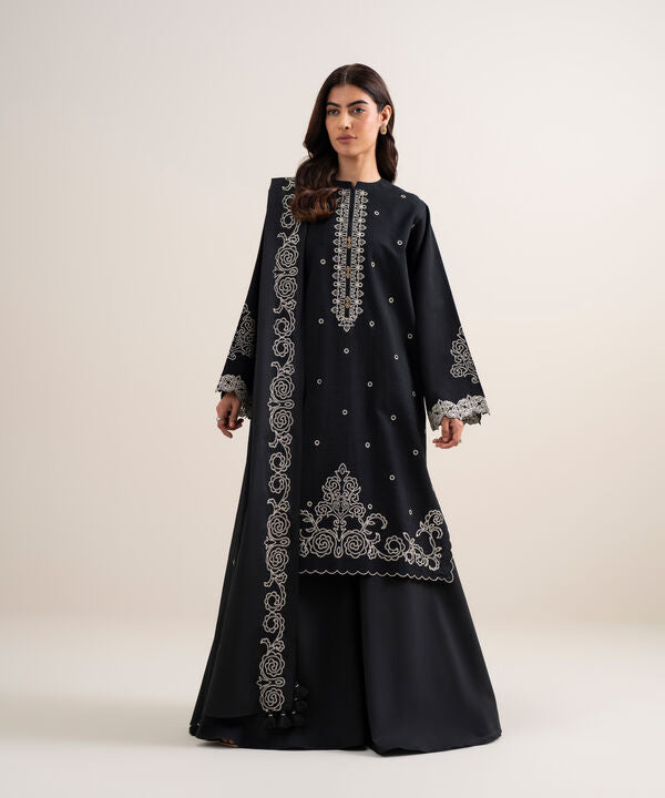 3 Piece - Embroidered Dobby Suit