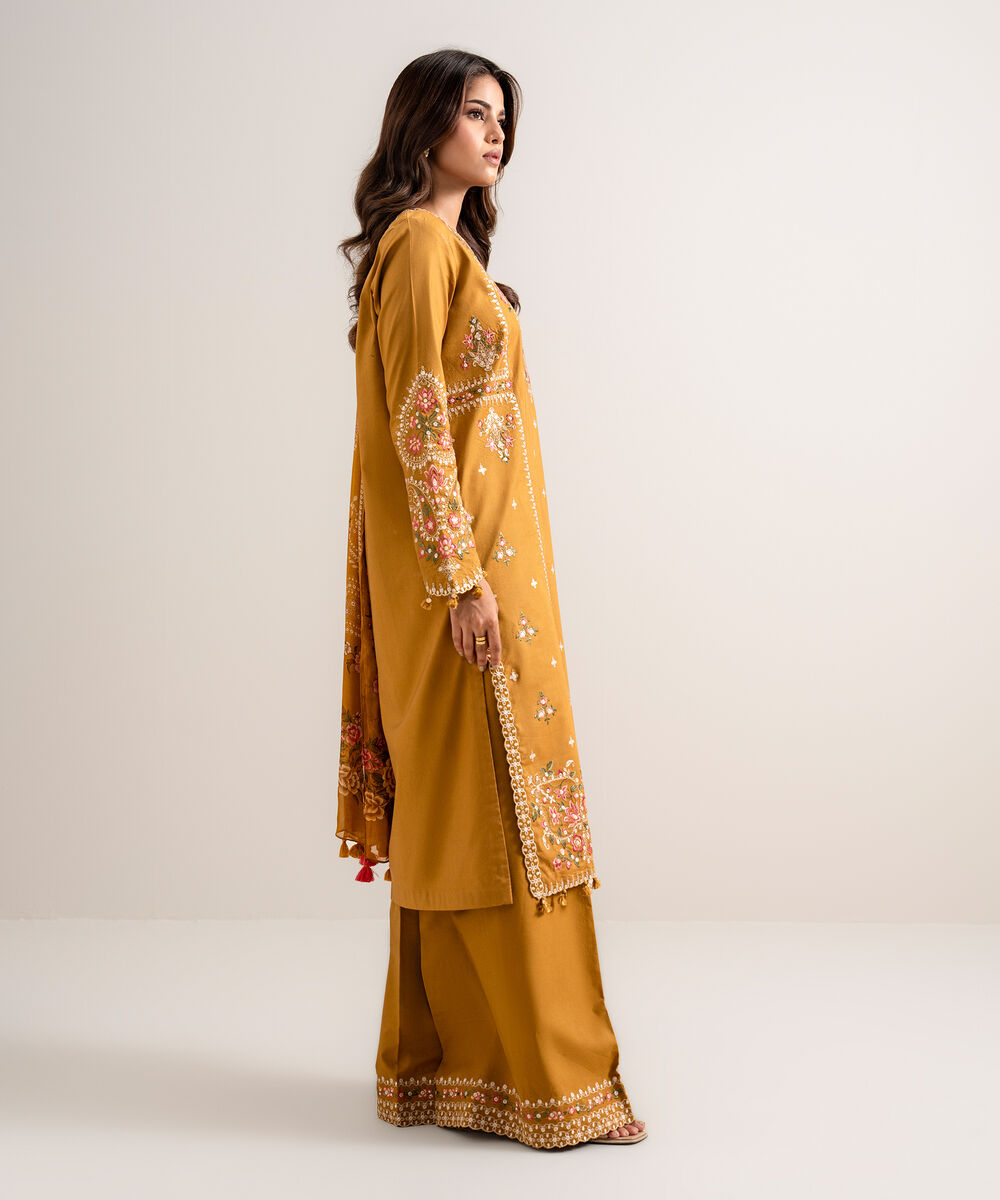 3 Piece - Embroidered Cotton Viscose Suit U3PESTS26V89