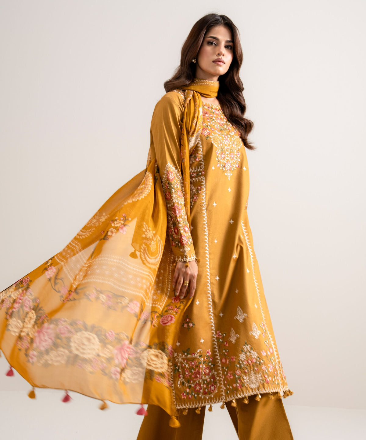 3 Piece - Embroidered Cotton Viscose Suit U3PESTS26V89