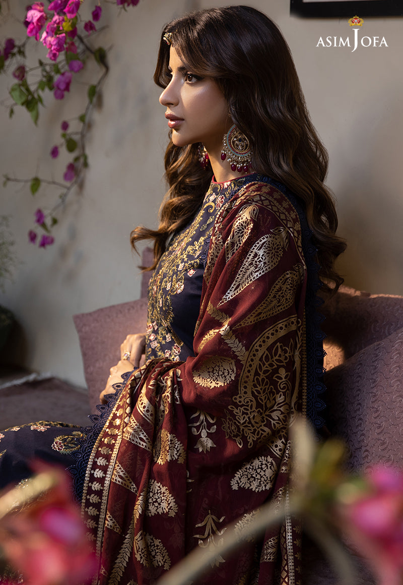 AJZB-22 Designers Stitched EMBROIDERED CAMBRIC 3 PCS