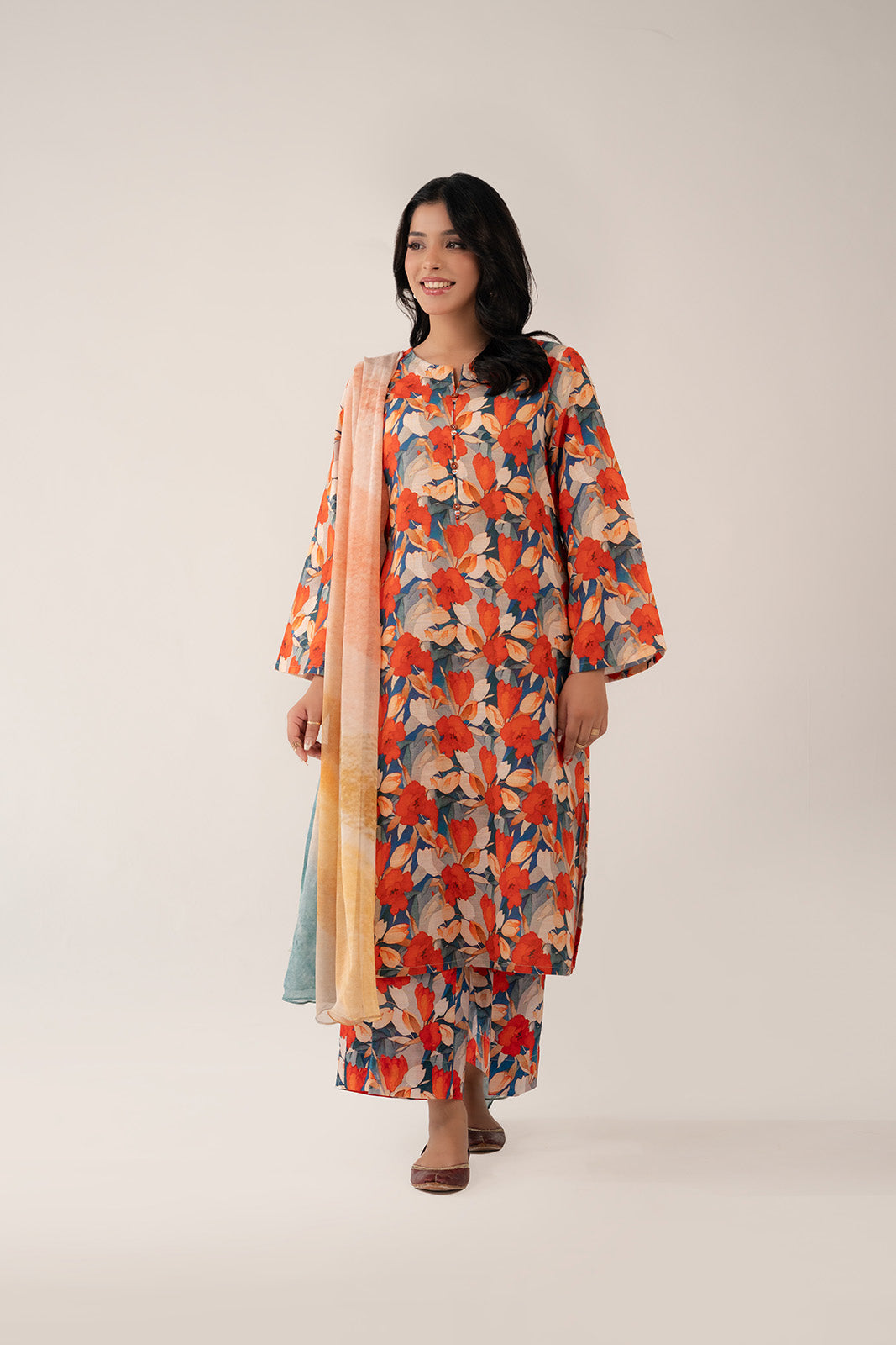 3 Piece Unstitched Slub Khaddar Printed Suit (UC0072)