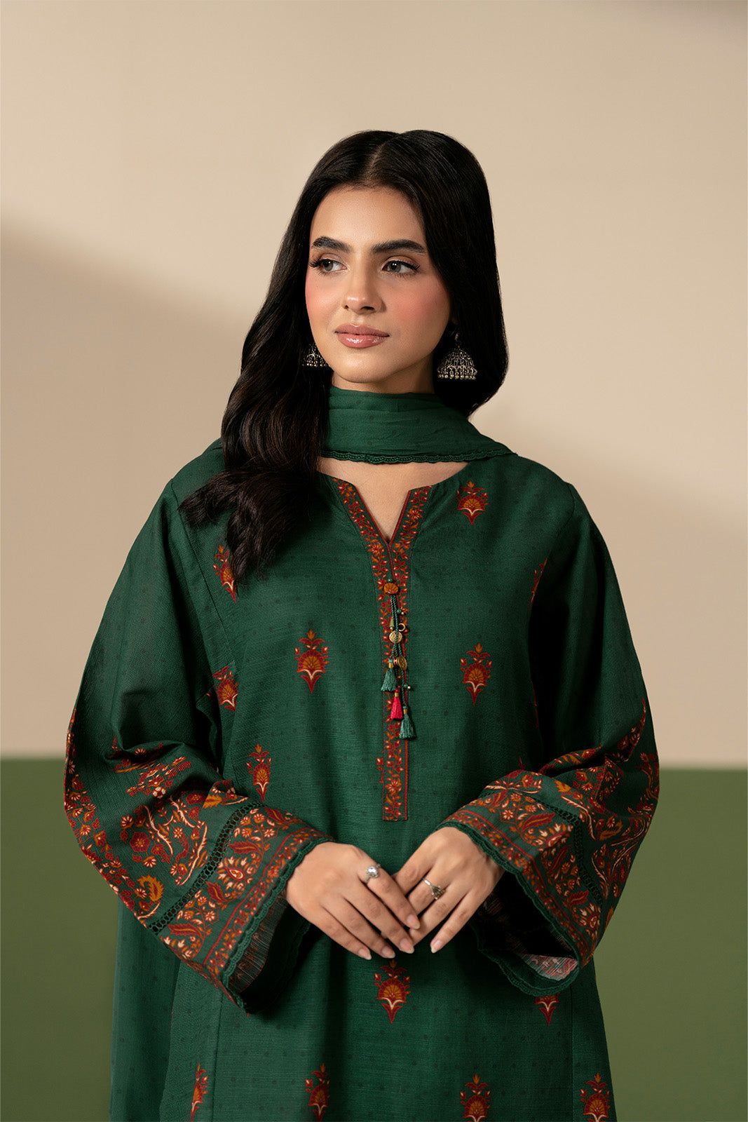 3 Piece Slub Khaddar Printed Unstitched Suit (UC0142)