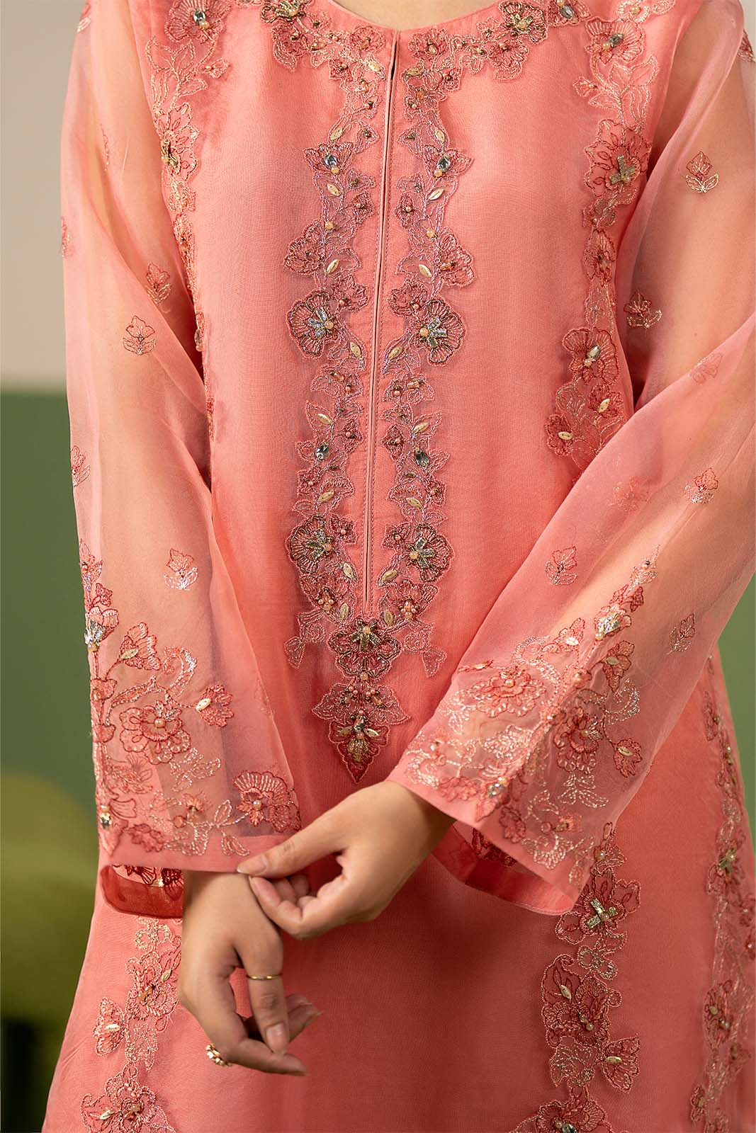 3 Piece Organza Embroidered Unstitched Suit (UF0044)
