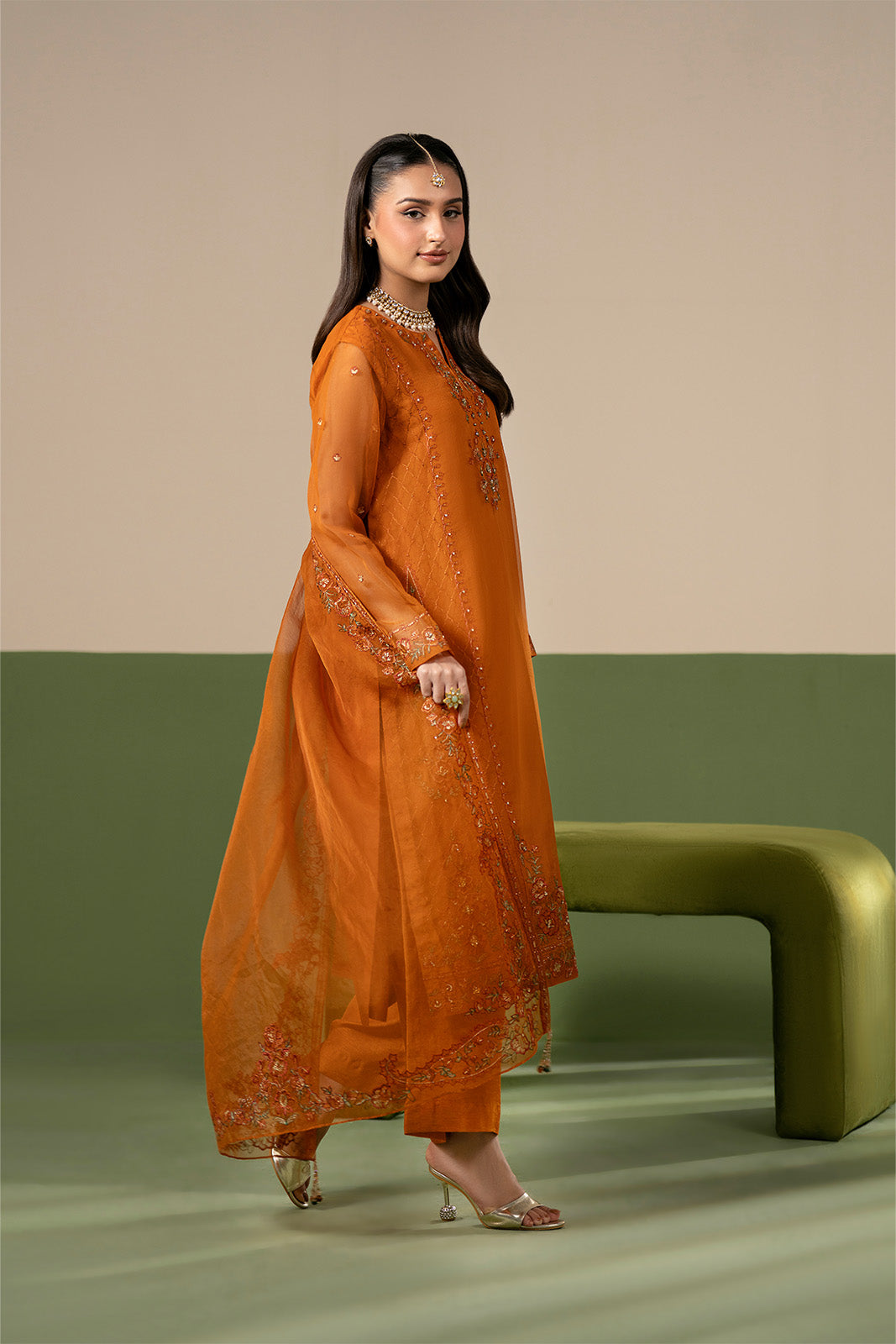 3 Piece Organza Embroidered Unstitched Suit (UF0046)