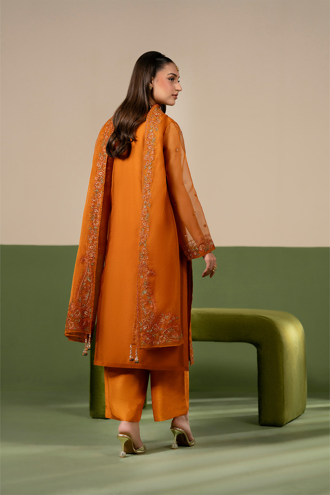 3 Piece Organza Embroidered Unstitched Suit (UF0046)