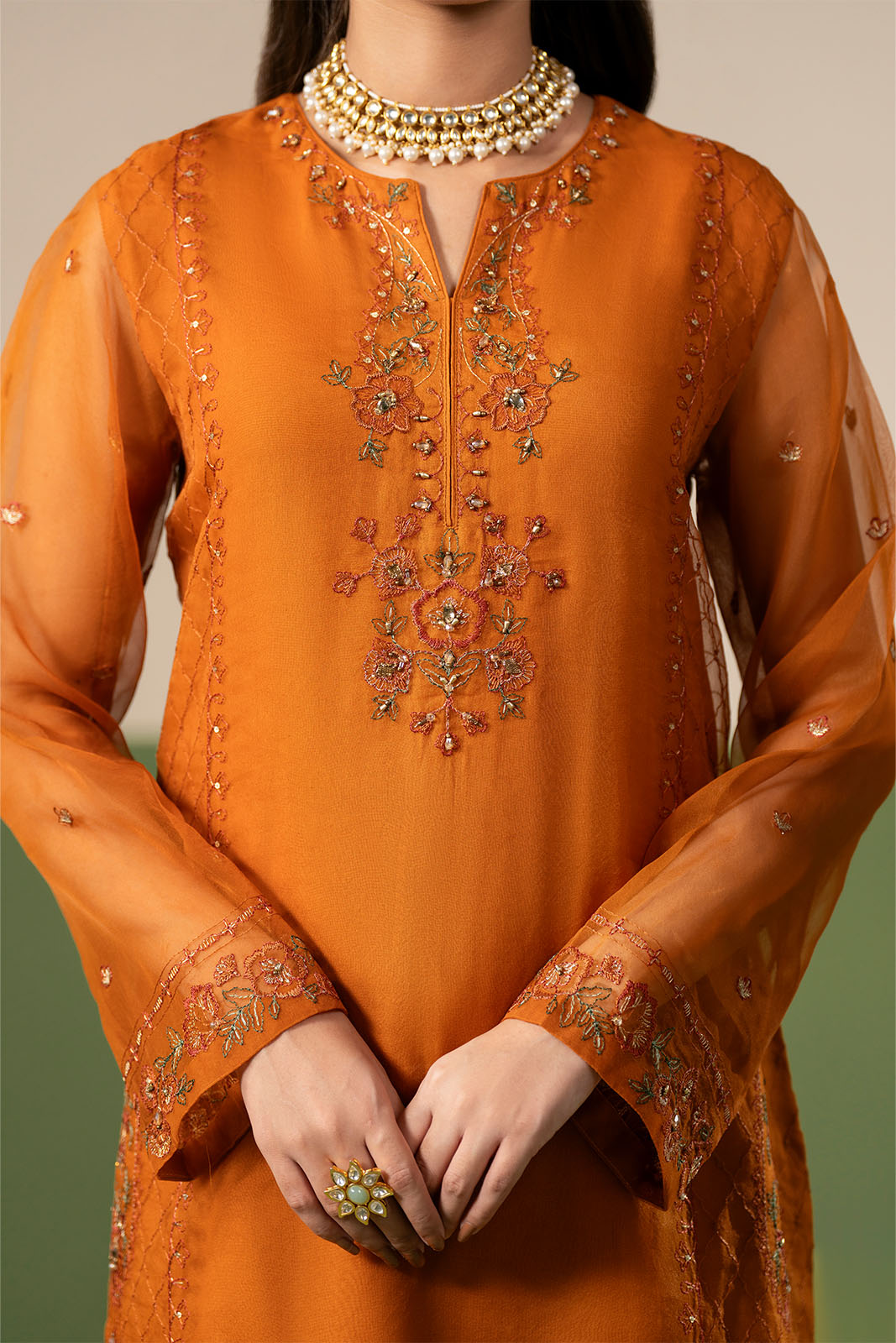 3 Piece Organza Embroidered Unstitched Suit (UF0046)