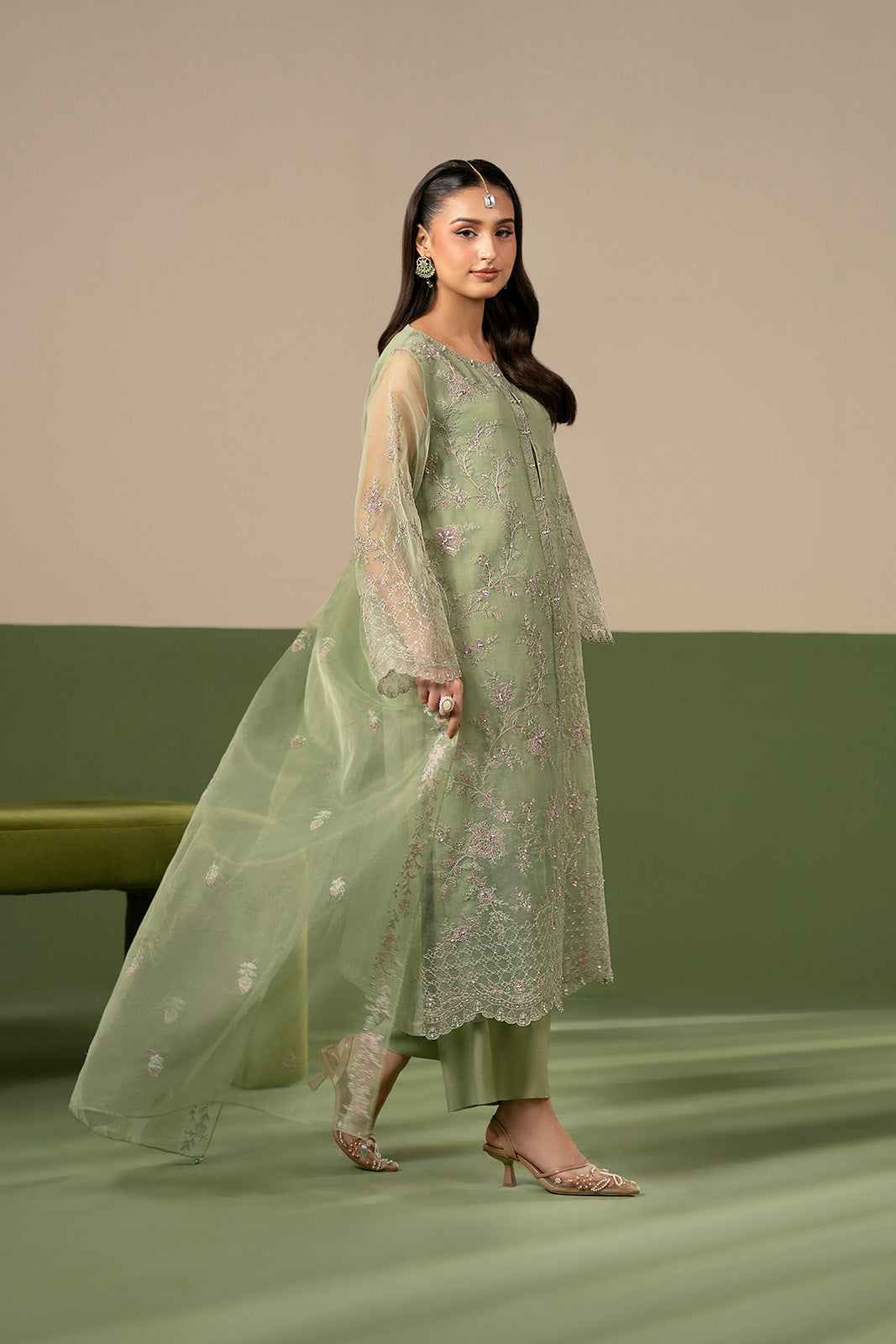 3 Piece Organza Embroidered Unstitched Suit (UF0047)