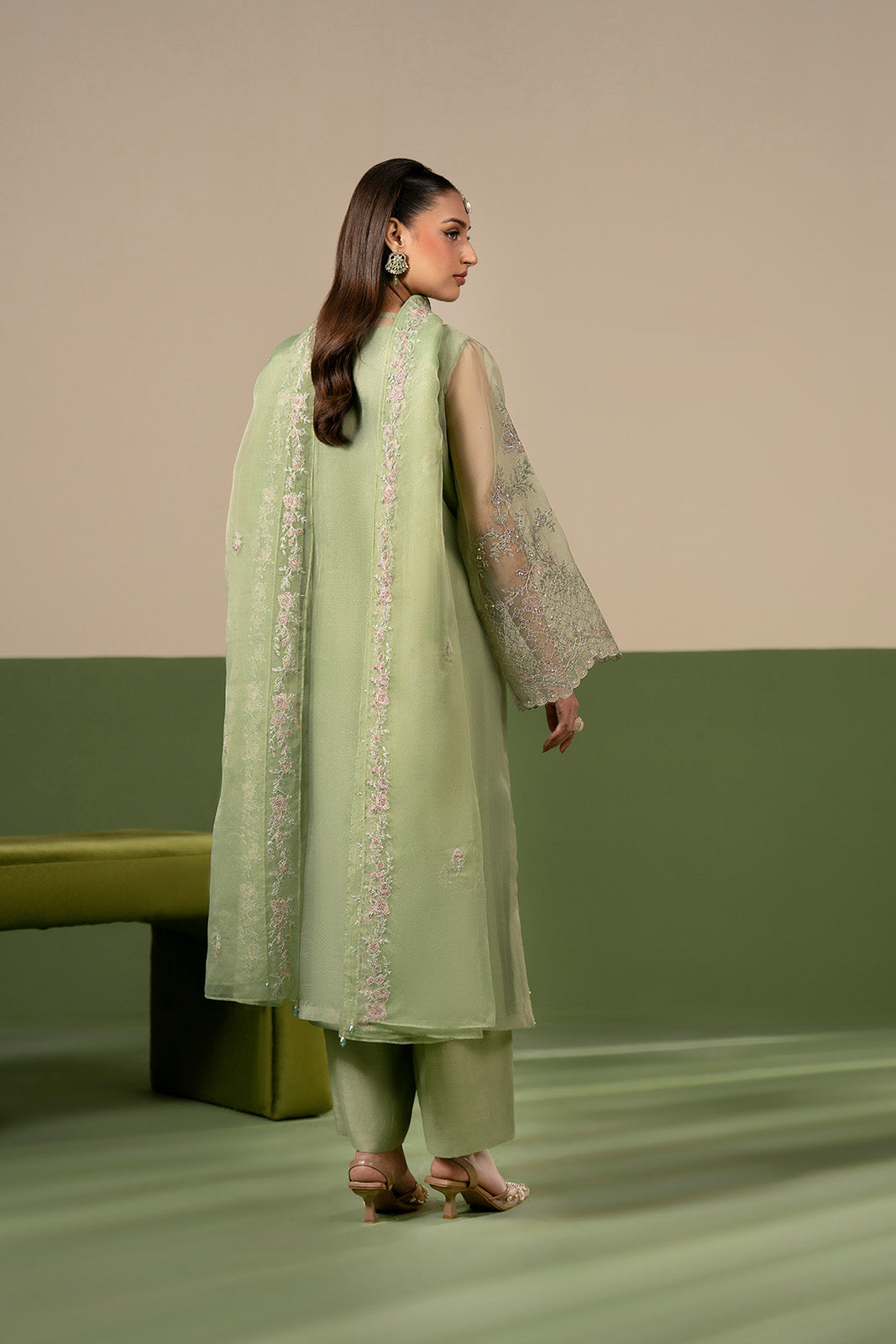 3 Piece Organza Embroidered Unstitched Suit (UF0047)