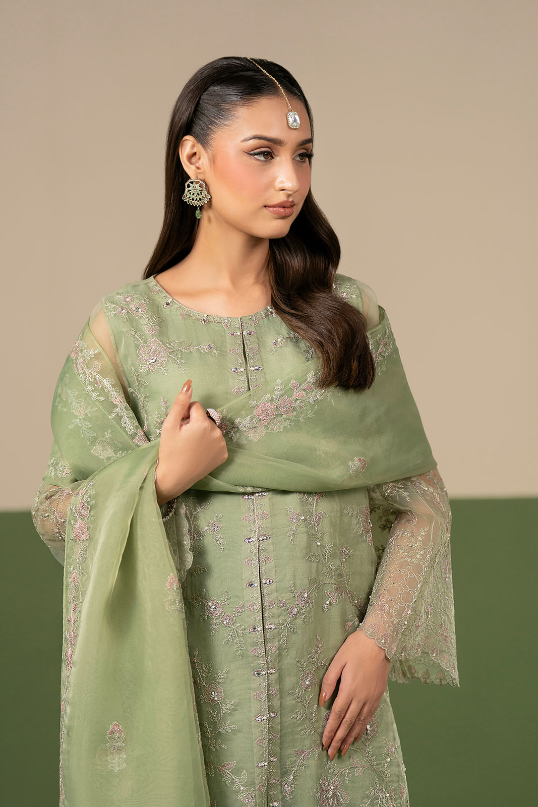 3 Piece Organza Embroidered Unstitched Suit (UF0047)