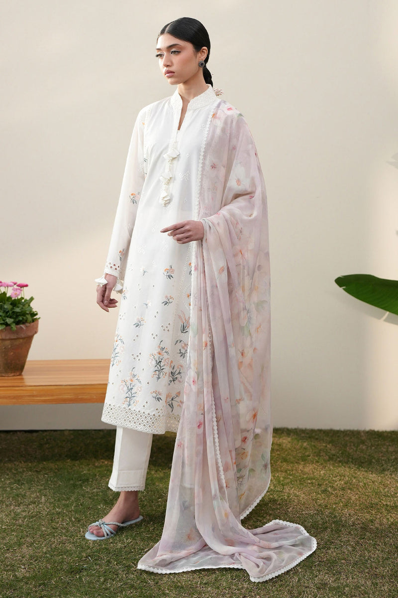 Pristine Ivory-3Pc Embroidered Lawn Suit