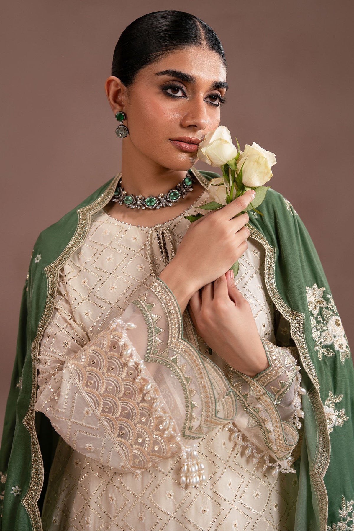 GARDEN IVORY- 4PC CHIFFON EMBROIDERED SUIT