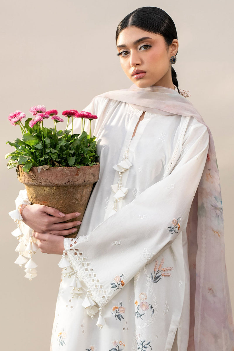 Pristine Ivory-3Pc Embroidered Lawn Suit