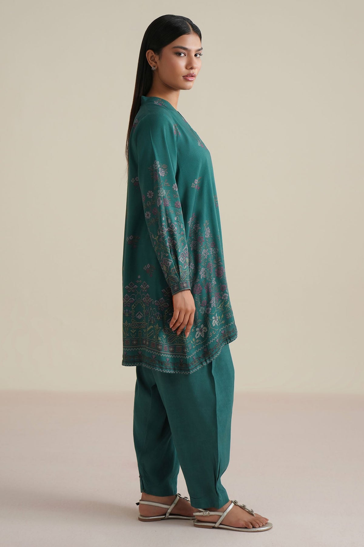 LUNAR FLORE -2PC LINEN PRINTED SUIT