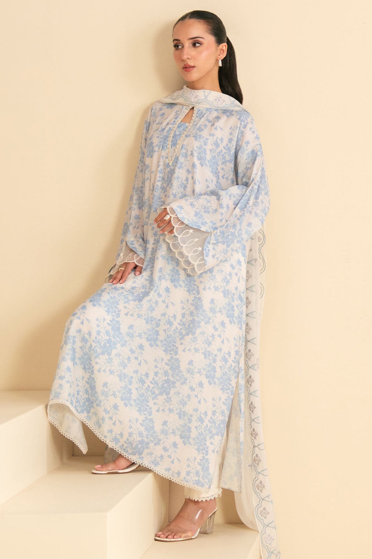 FROSTED FLORA-2PC (SHIRT & DUPATTA)