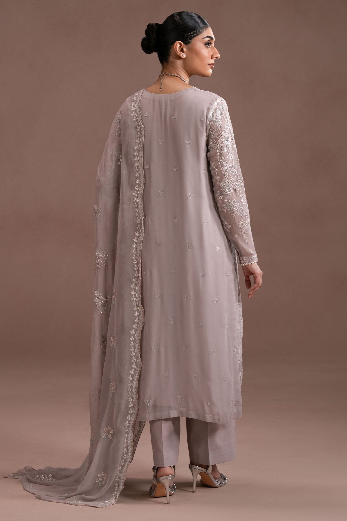 LAVENDER GLOW- 4PC CHIFFON EMBROIDERED SUIT