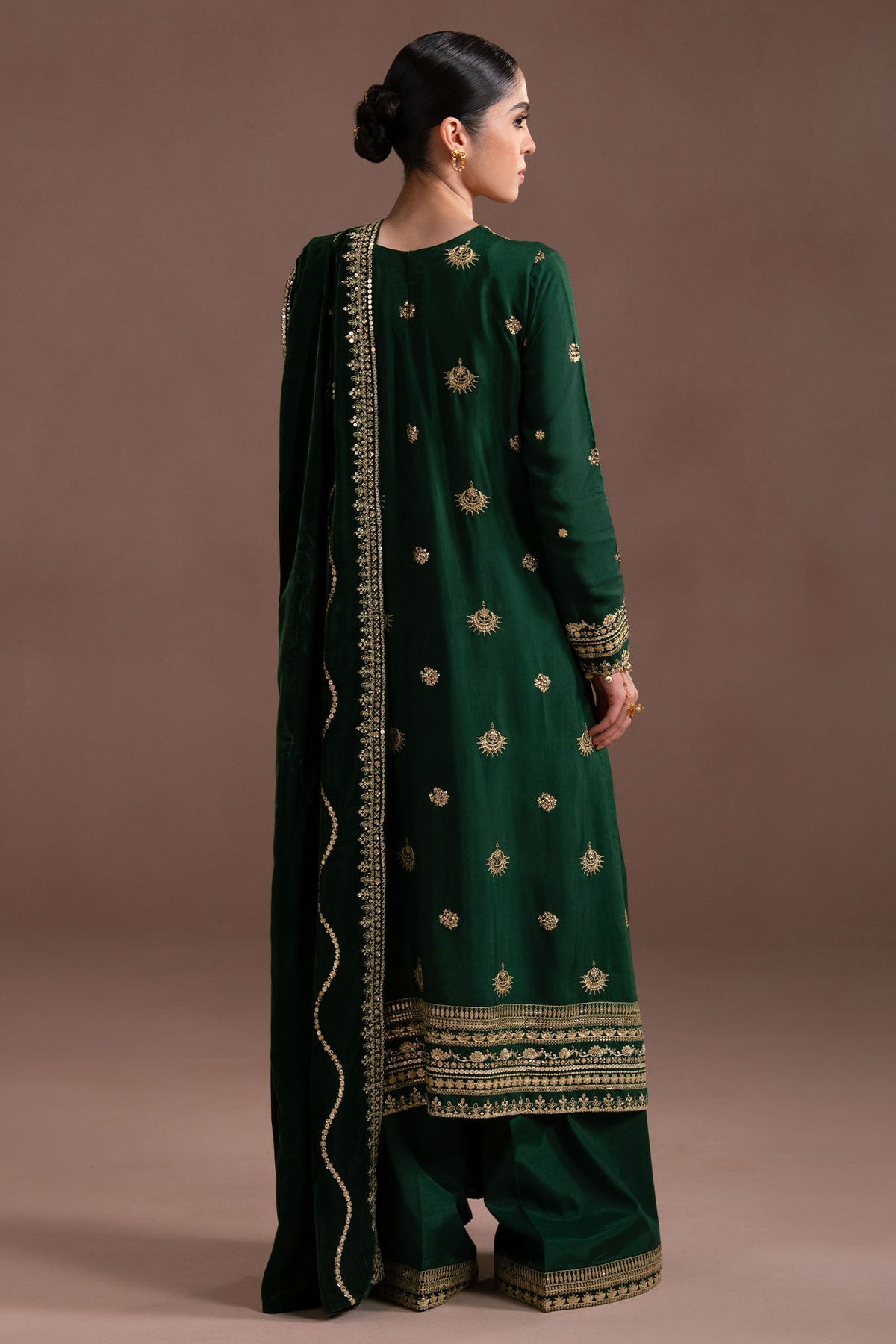 EMERALD GOLD-3PC SILK EMBROIDERED SUIT