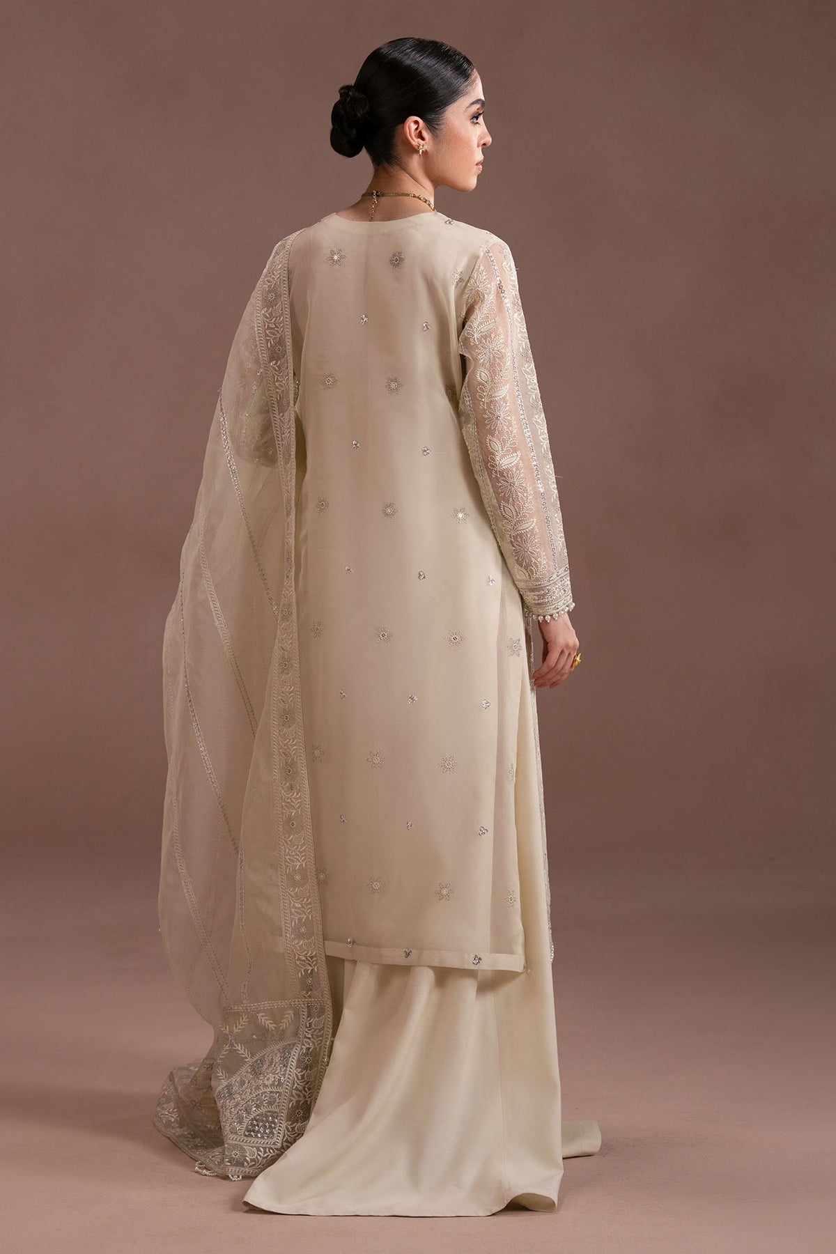 PEARL ELEGANCE-4PC ORGANZA EMBROIDERED SUIT