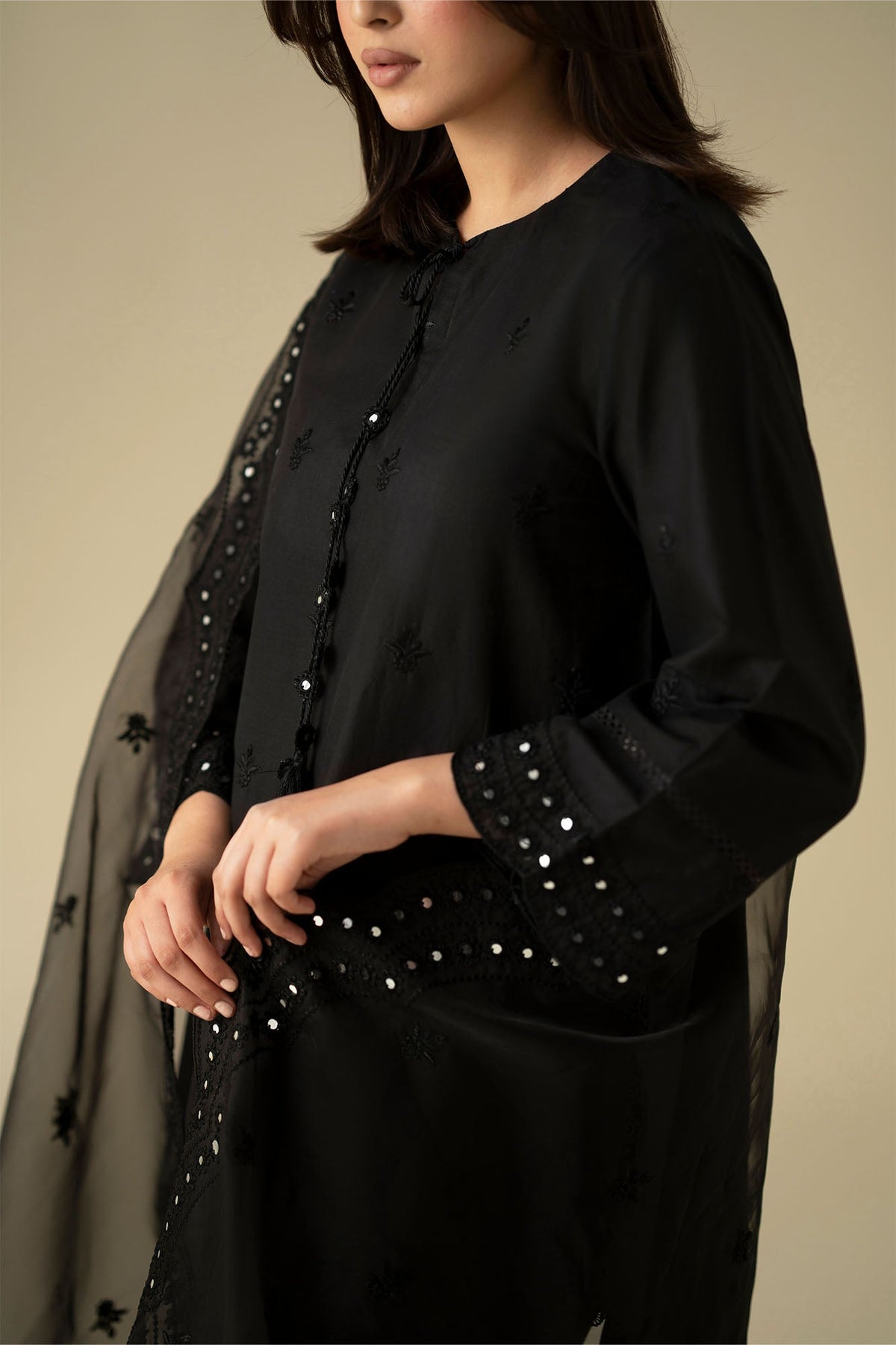 CHARCOAL BLACK-2PC (SHIRT & DUPATTA)