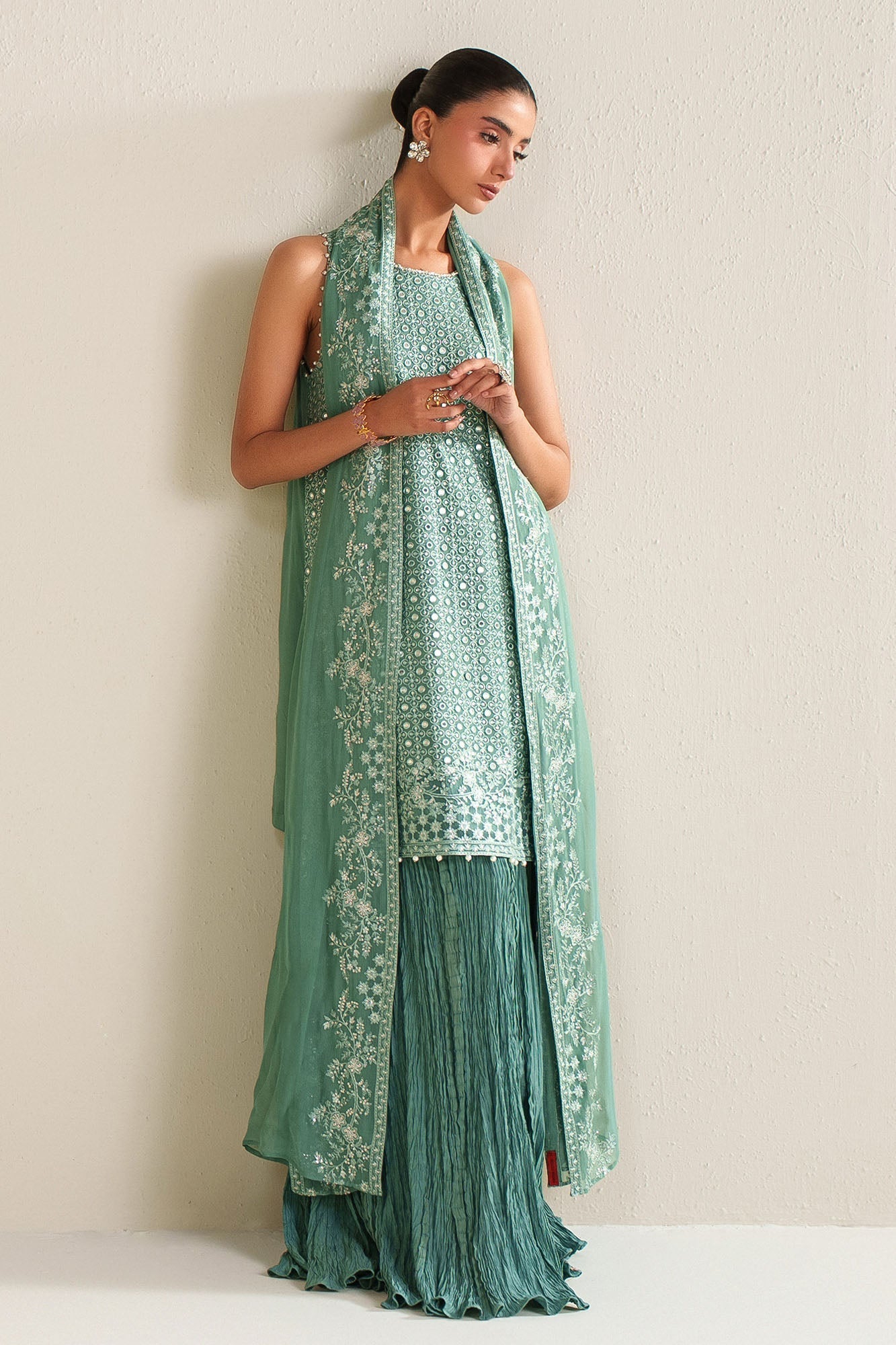 Ocean Elegance-4Pc Chiffon Embroidered Suit