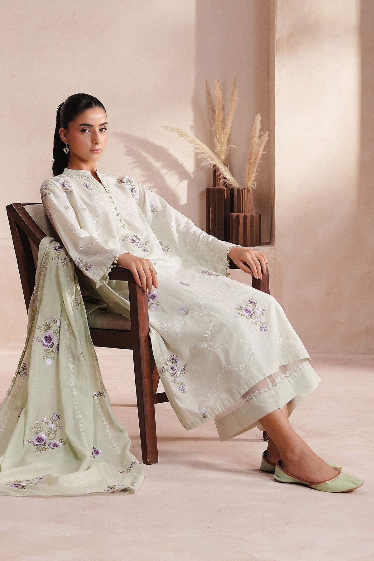 SCENIC GREEN-3PC (SHIRT, TROUSER & DUPATTA)