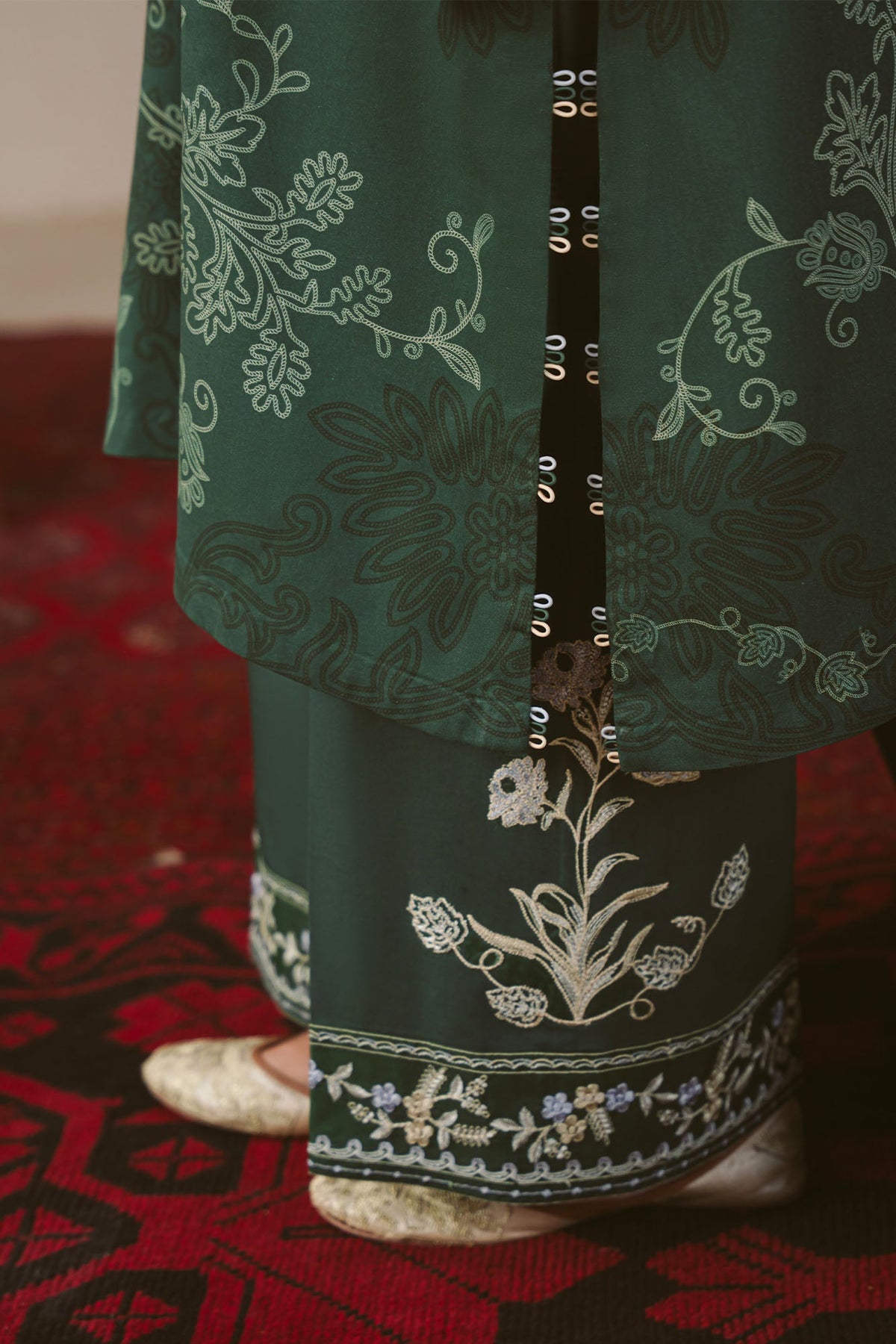 MEADOW GREEN-3PC LINEN PRINTED SUIT