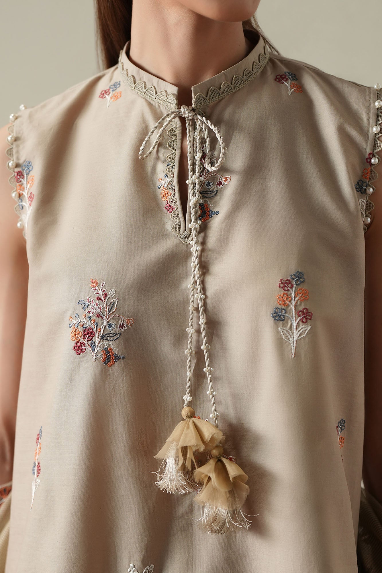 DUSTY SAGE-3PC EMBROIDERED SUIT