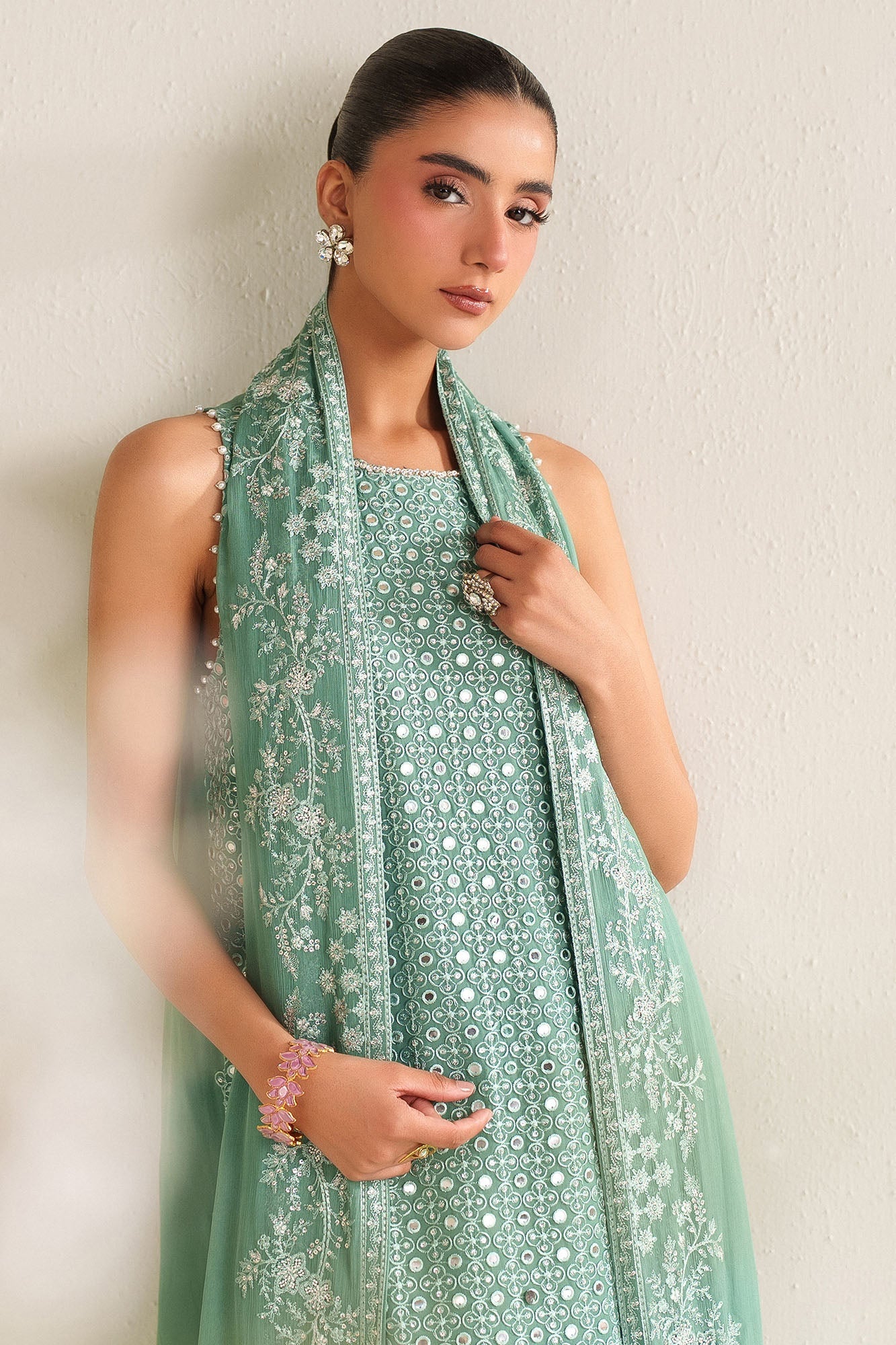 Ocean Elegance-4Pc Chiffon Embroidered Suit