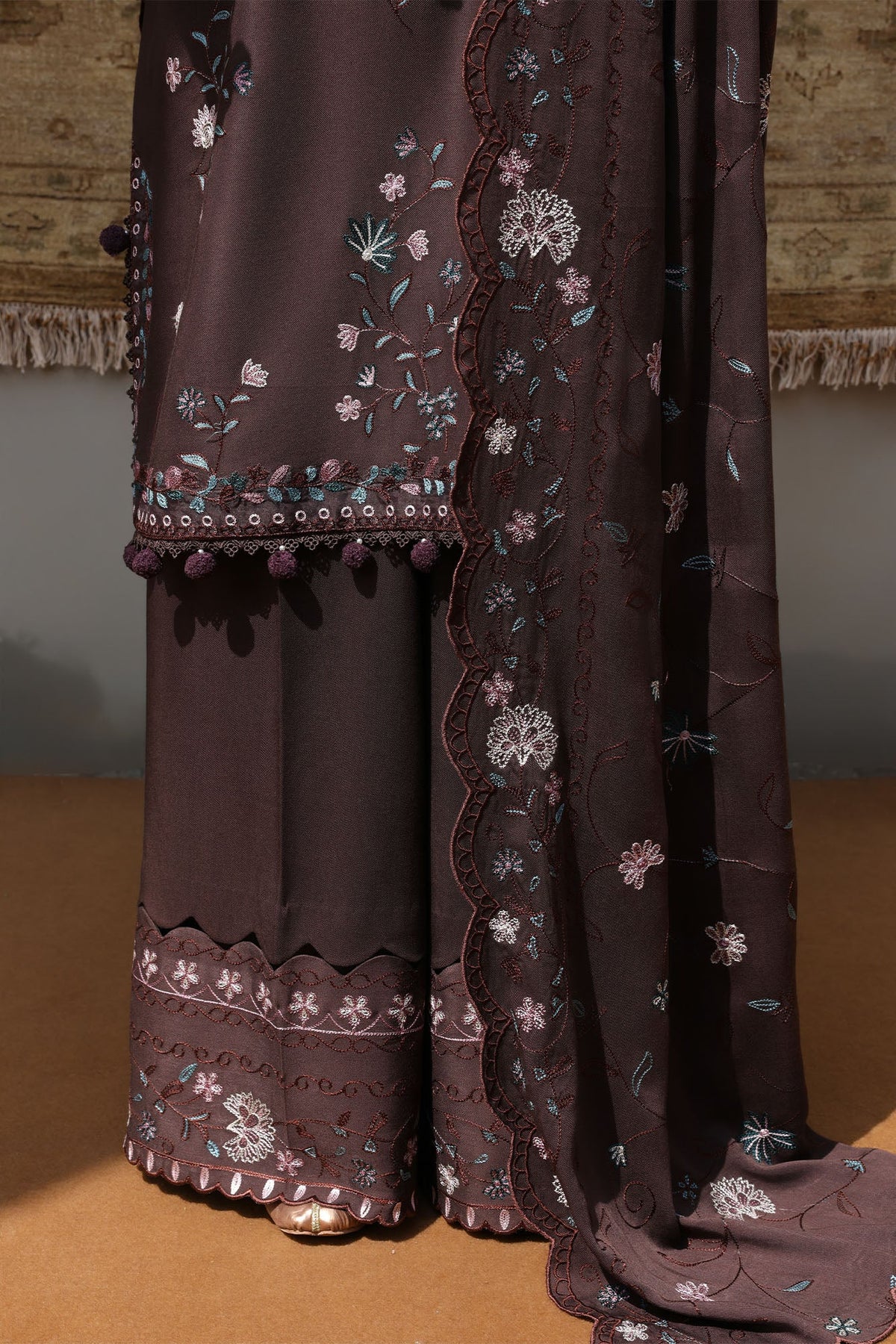 DEEP WALNUT-3PC MARINA EMBROIDERED SUIT
