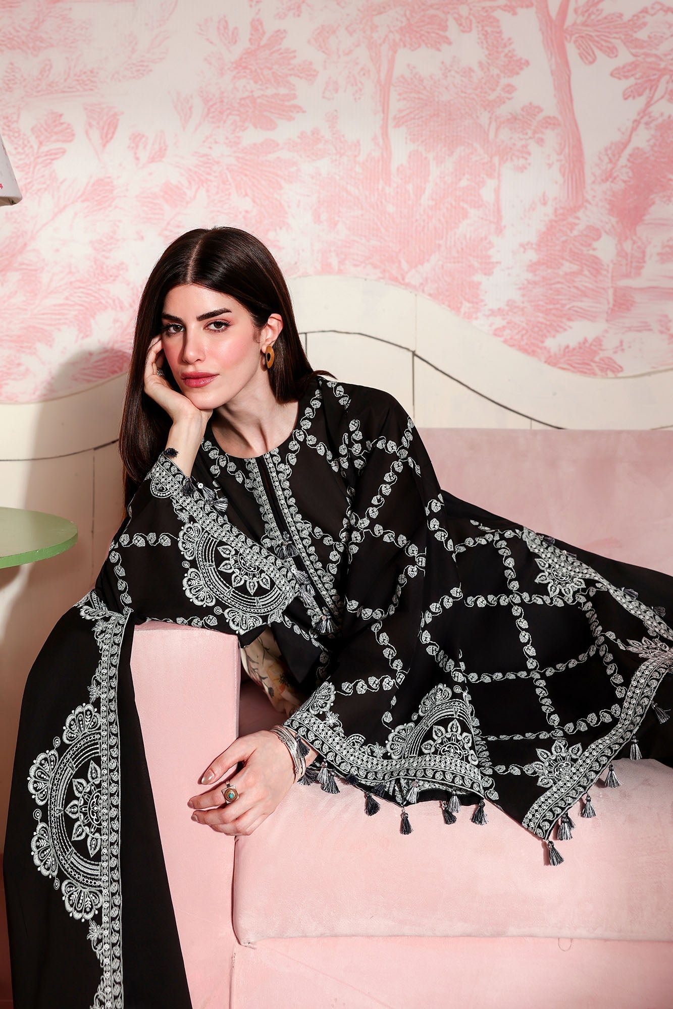 CHARCOAL CHARM-3PC EMBROIDERED LAWN SUIT