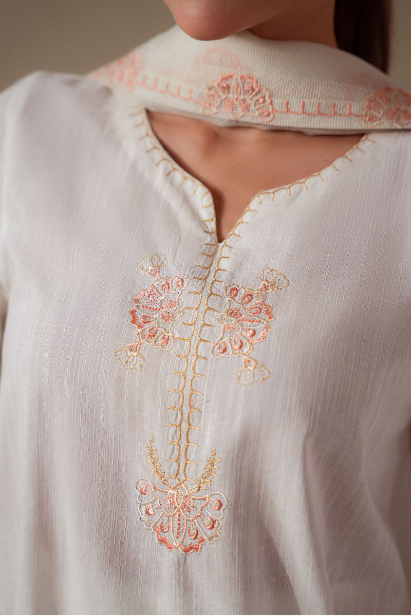 White Dove -3Pc (Shirt, Trouser & Dupatta)