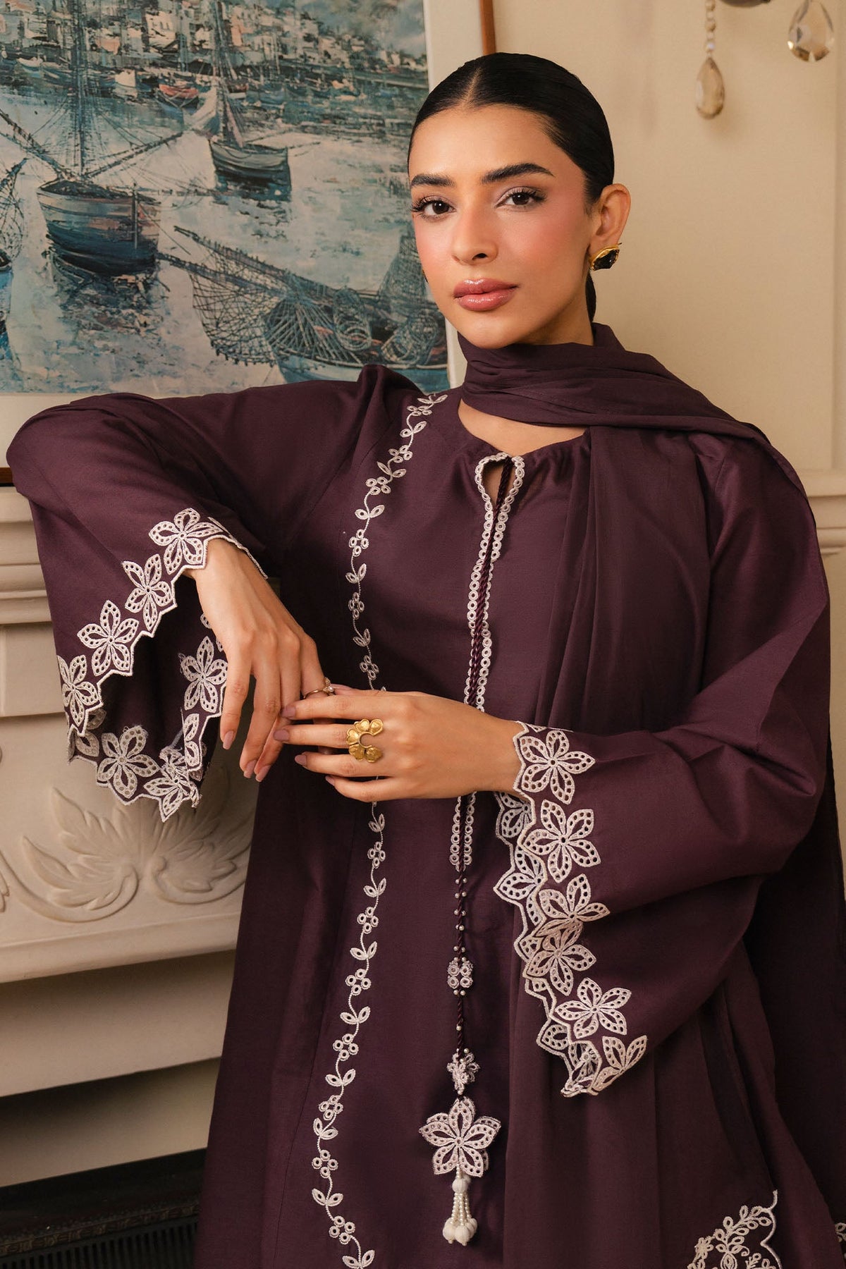 ROYAL PRUNE-2PC (SHIRT & DUPATTA)