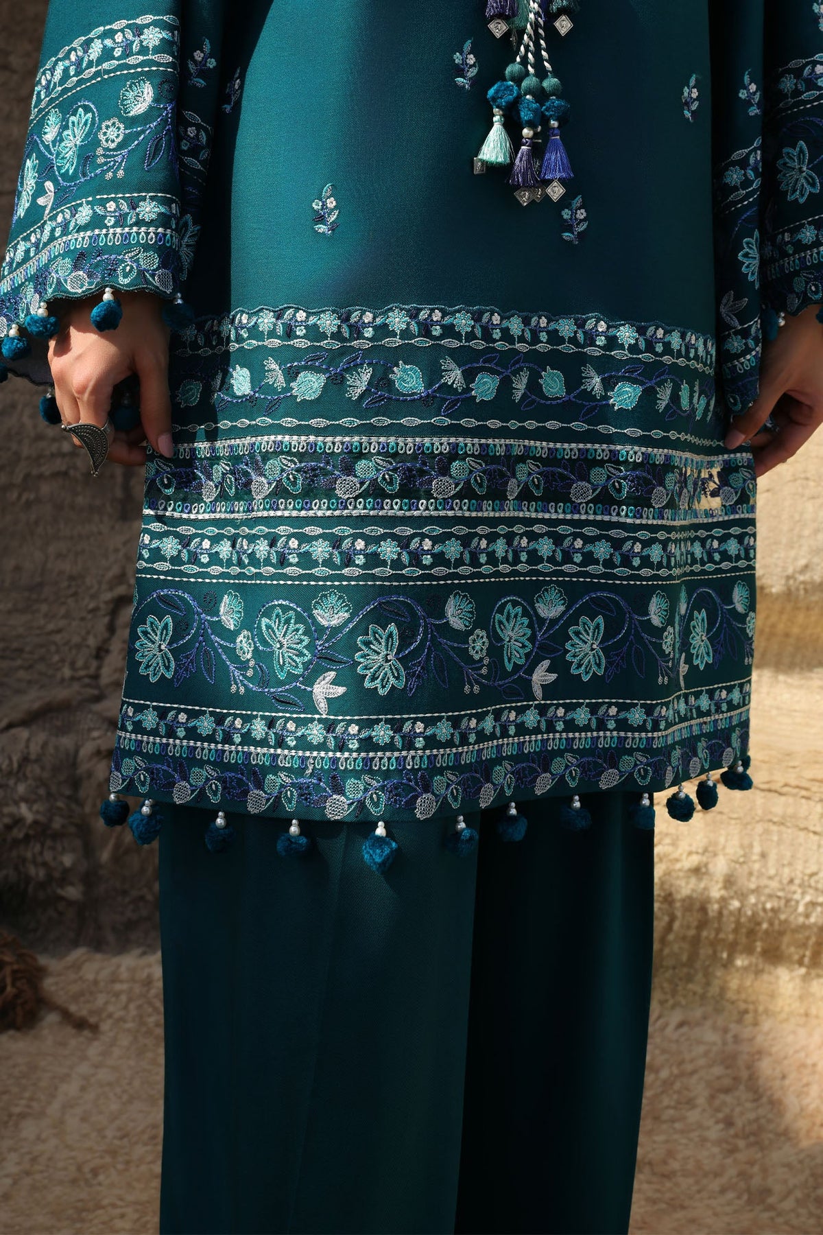 INDIGO MUSE-3PC MARINA EMBROIDERED SUIT