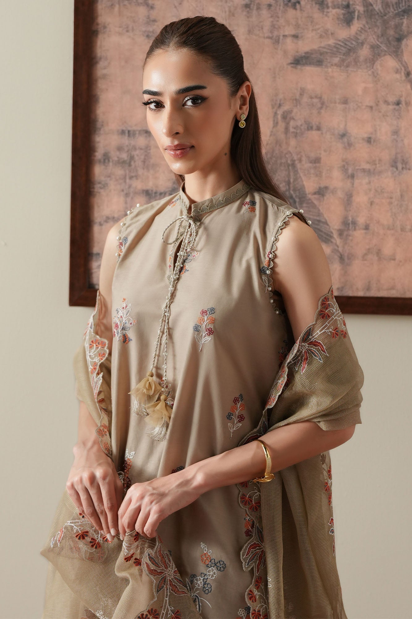 DUSTY SAGE-3PC EMBROIDERED SUIT